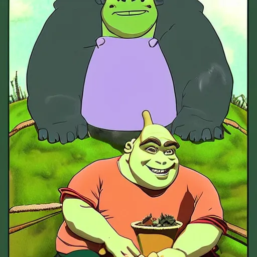 Image similar to cute Shrek by studio ghibli