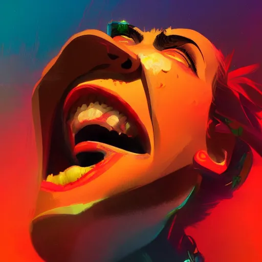 Prompt: abstract portrait of absolute laughter, hilarious laughing funny, dramatic lighting, unreal engine, by anton fadeev, by nolan, by greg rutkowski, trending on artstation