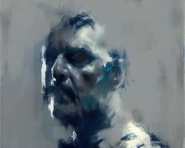 Image similar to portrait of gg allin in shades of grey but with blue by jeremy mann