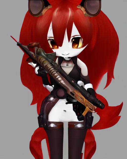 Prompt: female furry mini cute style, highly detailed, rendered, ray - tracing, cgi animated, 3 d demo reel avatar, style of maple story, maple story gun girl, fox from league of legends chibi, soft shade, soft lighting