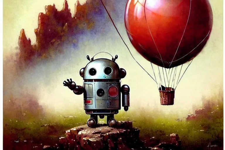 Image similar to adventurer ( ( ( ( ( 1 9 5 0 s retro future robot android mouse rv balloon robot. muted colors. ) ) ) ) ) by jean baptiste monge!!!!!!!!!!!!!!!!!!!!!!!!! chrome red