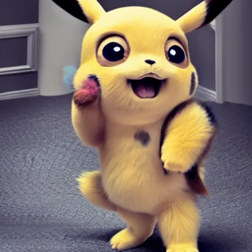 Image similar to sneezing model cute detective pikachu sneezing at a model photoshoot studio lighting by annie leibovitz