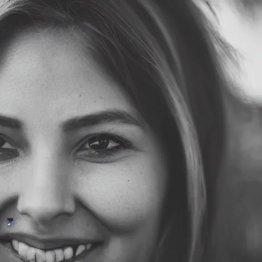 Image similar to closeup photo of a beautiful woman face, golden hour, 8 0 mm lens, bw photo