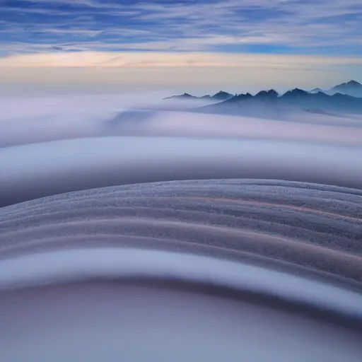 Prompt: lenticular clouds at surface level