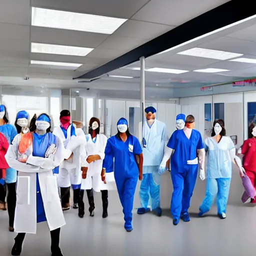 Image similar to realistic photo of an emergency department with nurses, doctors, and patients, 4k