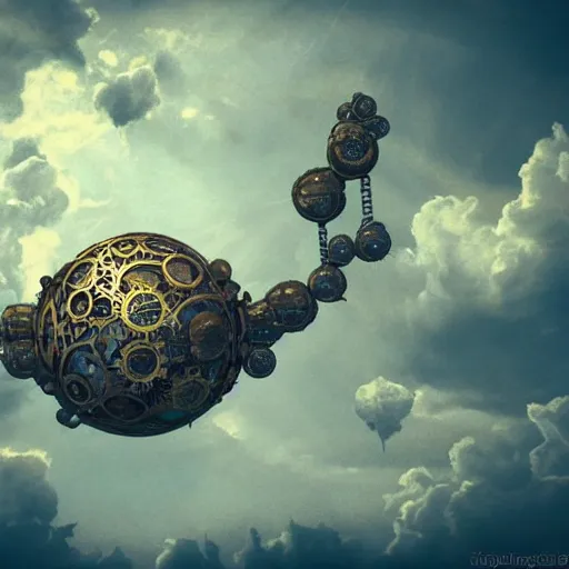 Image similar to flying city in a bronze flower, sky, steampunk!!!, fantasy art, steampunk, masterpiece, octane