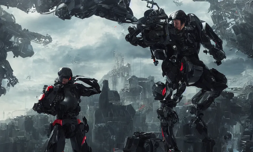 Prompt: Keanu Reeves Fight giant robots ,featured in cinematic, elegant, intricate,highly detailed,artstation,illustration, 8k