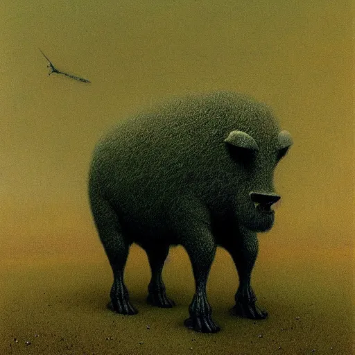 Prompt: animal in suit made by zdzislaw beksinski