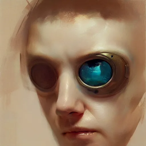 Prompt: hyperrealistic portrait of a one - eyed female cyclops, by ruan jia