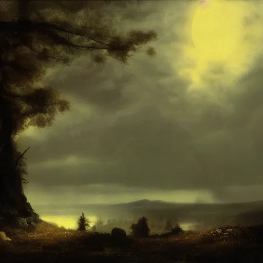 Prompt: Landscape by Ferdinand Keller and Arnold Böcklin, artstation, moody atmosphere, cinematic atmospheric, high definition