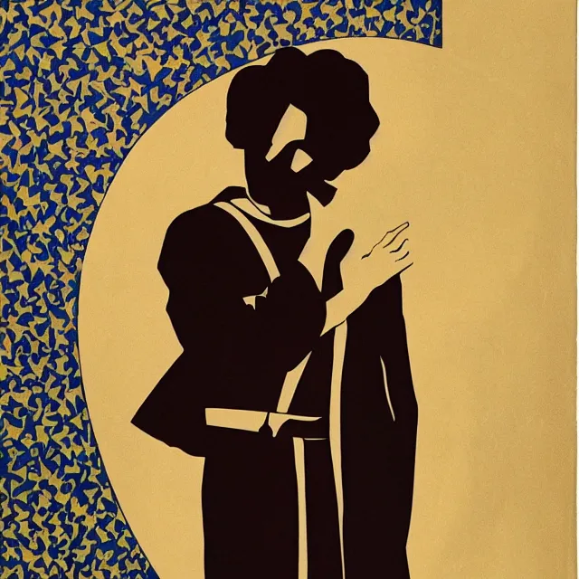 Image similar to a portrait of elijah wood, art by thomas cooper gotch and patrick nagel and erte, star wars art deco, art nouveau