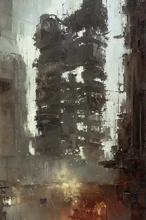 Prompt: Brutalist Arcology, painted by Jeremy Mann.