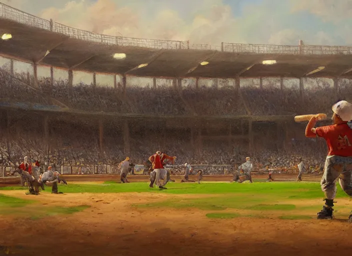 Image similar to a cornstalk baseball stadium, oil painting by jama jurabaev, extremely detailed, brush hard, artstation, for aaa game, high quality, brush stroke