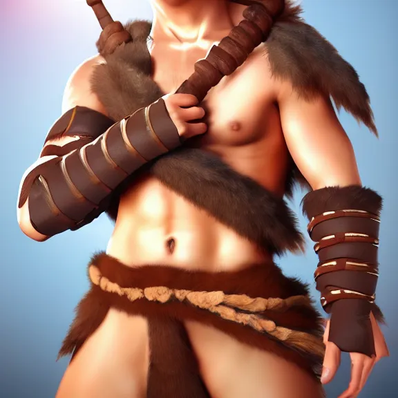 Prompt: 3D render of a cute tribal anime boy in a loincloth, fantasy artwork, fluffy hair, mid-shot, award winning, ray tracing, hyper detailed, very very very beautiful, studio lighting, artstation, unreal engine, unreal 5, 4k, octane renderer