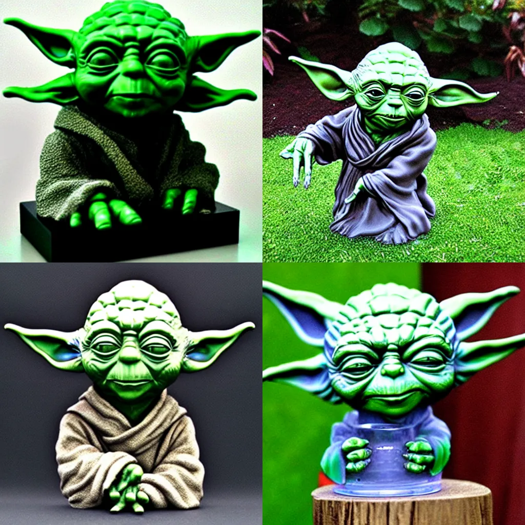 Prompt: yoda glass sculpture