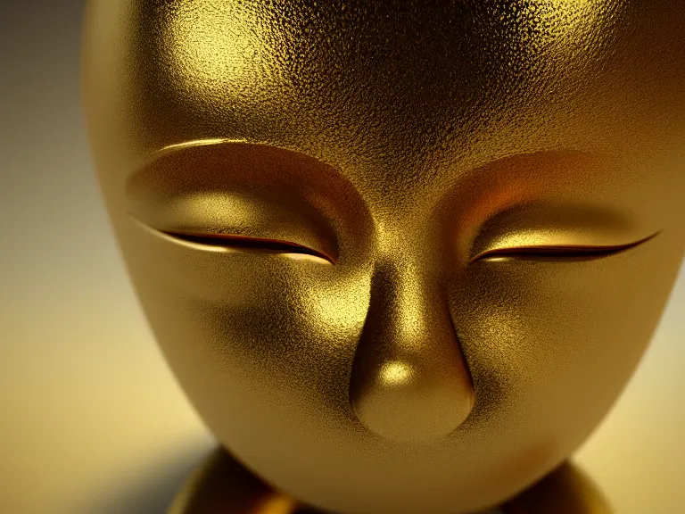 Image similar to fullshot of sad golden emoji, trending on artstation, octane render, insanely detailed, 8 k, hd