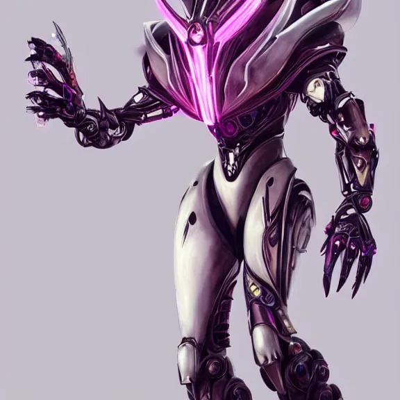 Prompt: highly detailed exquisite fanart, of a beautiful female warframe, but as an anthropomorphic elegant robot female dragon, shiny and smooth off-white plated armor engraved, robot dragon head with glowing eyes, Fuchsia skin beneath the armor, sharp claws, long sleek tail behind, robot dragon hands and feet, standing elegant pose, close-up shot, full body shot, epic cinematic shot, professional digital art, high end digital art, singular, realistic, DeviantArt, artstation, Furaffinity, 8k HD render, epic lighting, depth of field
