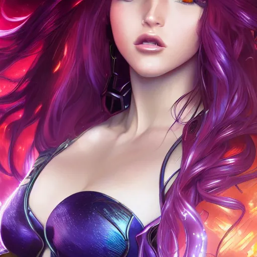 Image similar to ultra realistic illustration, bella thorne as starfire anime, intricate, elegant, highly detailed, digital painting, artstation, concept art, smooth, sharp focus, illustration, art by artgerm and greg rutkowski and alphonse mucha and wlop