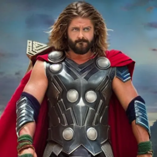 Image similar to film still of rocking star yash as thor in thor ragnarok