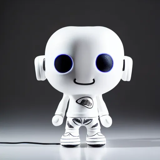 Prompt: an all white art vinyl figure with a microwave oven for a head, in the style of kidrobot, sket - one x iamretro, kenny wong x pop mart, space molly, frank kozik, guggimon, studio lighting, subsurface diffusion, 8 k - h 7 6 8