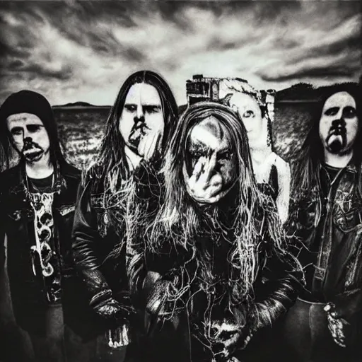 Prompt: darkthrone album cover with minions