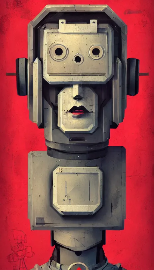 Image similar to an atompunk robot, portrait, head and chest only, humanoid, sharp focus, james gilleard, cinematic, game art, print