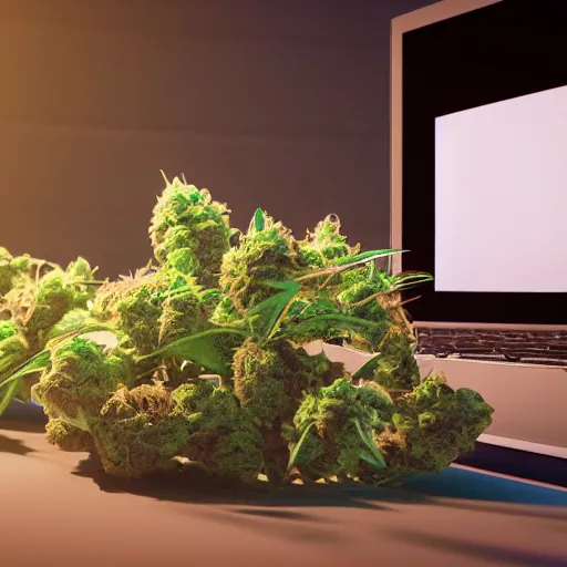 Image similar to cannabis science experiment conducted by everyday australians, octane render, vray split lighting, cartoon by pixar