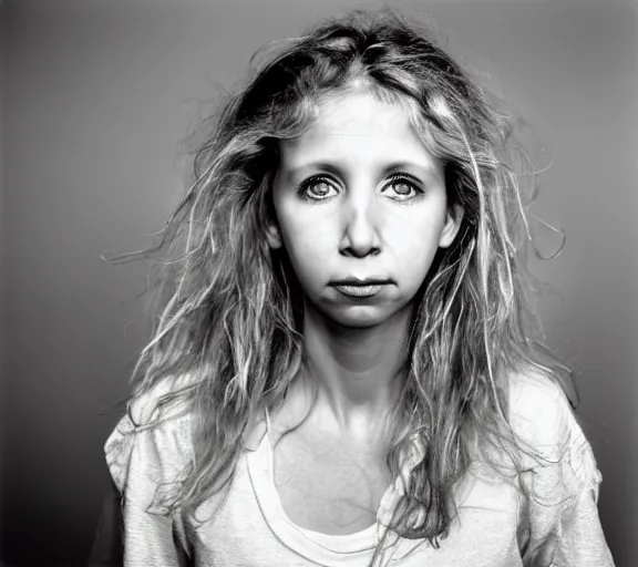 Image similar to award winning photo of Sarah Chalke, symmetrical face by Sally Mann