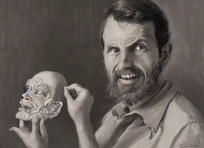 Image similar to a highly detailed grotesque portrait of a dentist, james gurney, james jean