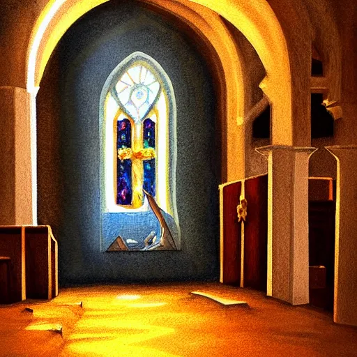 Prompt: sandman in the church, ultra detailled, epic light, digital painting