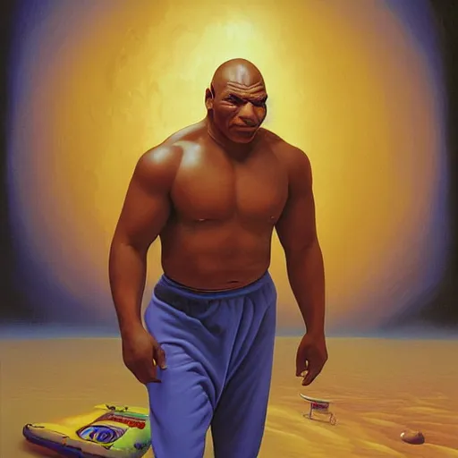 Prompt: surreal painting of mike tyson in martian palace, by Vladimir Kush