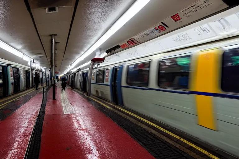 Prompt: London Underground submerged in blood