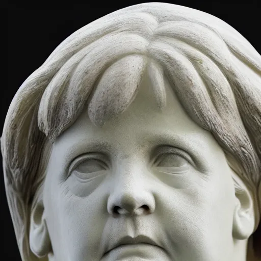 Image similar to Marble of Statue of Angela Merkel staying in Berlin, 4K, photorealistic