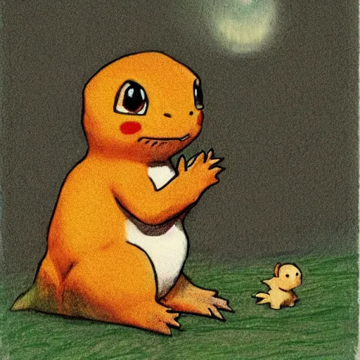 Image similar to Charmander artwork by Beatrix Potter