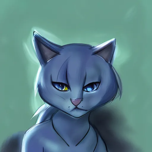 Prompt: Mau Oc redraw blue cat catperson digital digitalart digitalpainting ipad mau oc procreate daily deviation