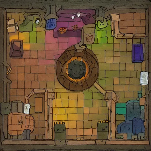 Prompt: tavern interior dungeons and dragons color map, gridless