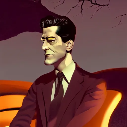 Prompt: dale cooper from twin peaks by dave mckean, hayao miyazaki, makoto shinkai takashi takeuchi, dramatic lighting, retro futurism, detailed, cgsociety, 5 0 s aesthetic,