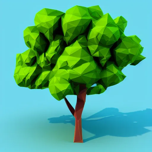 Image similar to a 3d low poly object of a green tree on the blue background