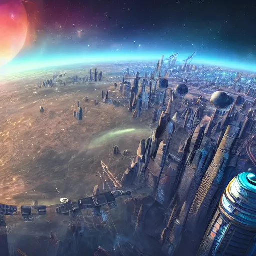 Image similar to A planetary city, 4k HDR desktop background