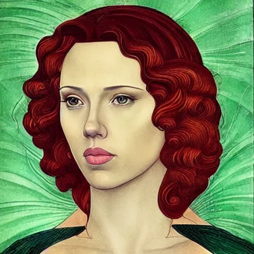 Image similar to “Scarlett Johansson portrait, Sandro Botticelli”