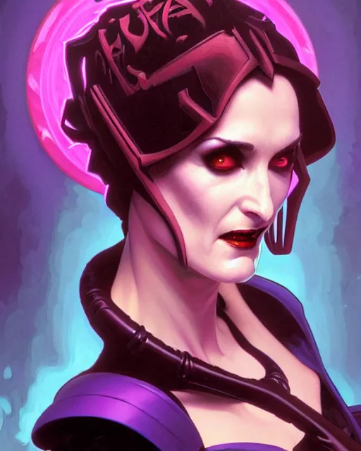Prompt: winona ryder as scream queen, supervillain, villainess, comic cover painting, masterpiece artstation. 8 k, sharp high quality artwork in style of wayne reynolds, alphonse mucha, greg rutkowski, and don bluth, concept art by jack kirby, blizzard warcraft artwork, hearthstone card game artwork