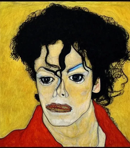 Image similar to portrait of michael jackson by egon schiele, intense desire, high quality, high detail