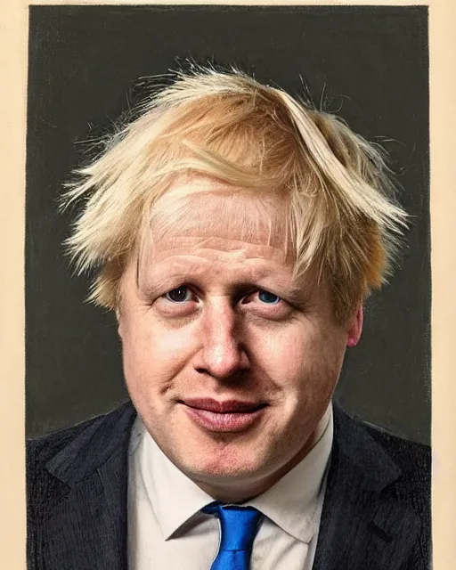 Prompt: a 2 1 0 0 s portrait of boris johnson