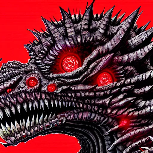 Image similar to shin godzilla, highly detailed, digital painting, smooth, sharp focus, illustration, ultra realistic, 8 k, art by hideaki anno and shinji higuchi