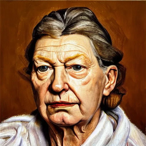 Image similar to high quality high detail painting by lucian freud, hd, beautiful queen portrait, photorealistic lighting