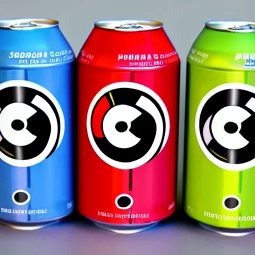 Image similar to a soda can themed after a pokeball from pokemon