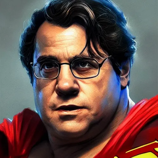 Image similar to portrait of a danny devito as superman by greg rutkowski, highly detailed portrait, digital painting, artstation, concept art, smooth, sharp foccus ilustration, artstation hq