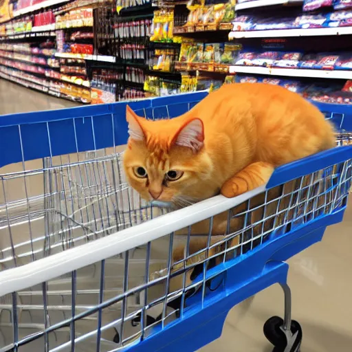 Image similar to orange tabby cat shopping at walmart