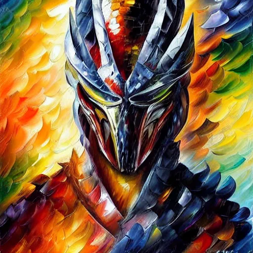 Prompt: portrait painting of The Predator by Leonid Afremov, armor, hyperdetailed!