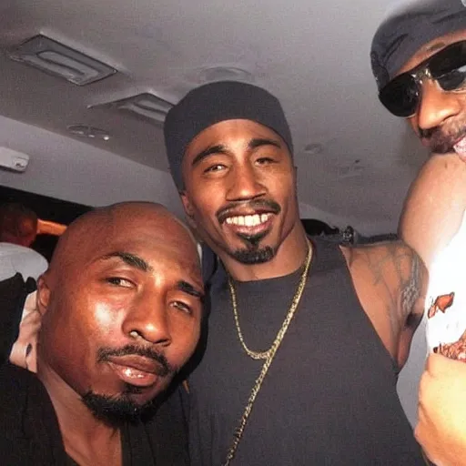 Image similar to photo of 2 pac partying today, he's still alive.